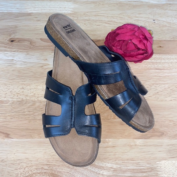 Earth Origins Black Leather Lyndon Leah Slide Sandal, 8.5W - Picture 7 of 8